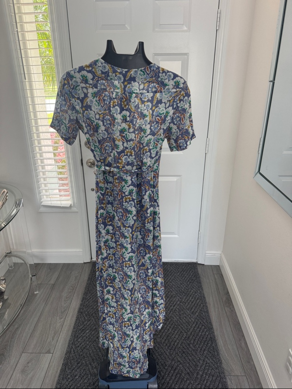 Astr The Label Gwyn Floral High Low Midi Dress with Green & Cream Accents